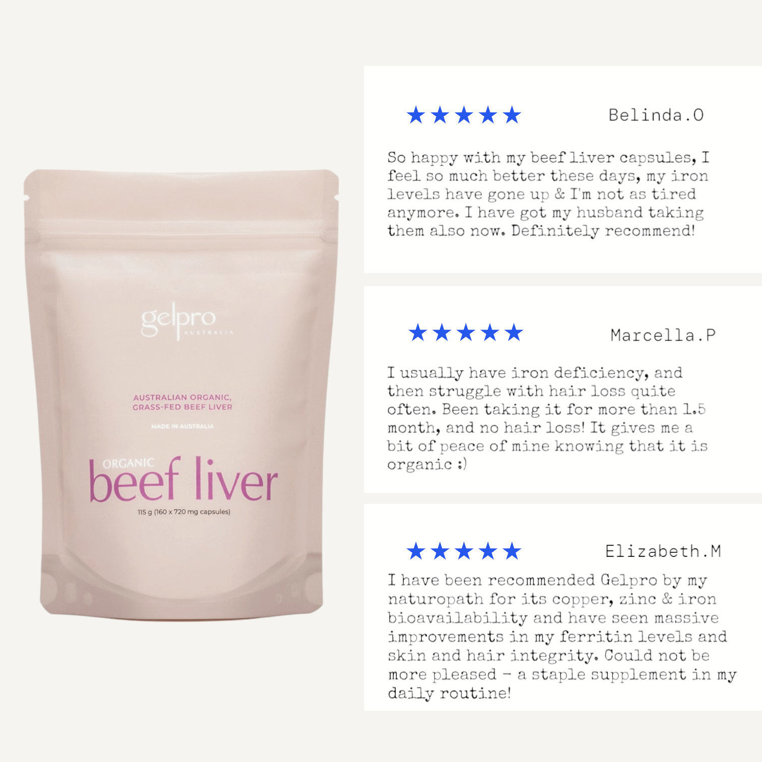 Organic Grass - Fed Beef Liver | 160 capsules REFILL - Gelpro Australia