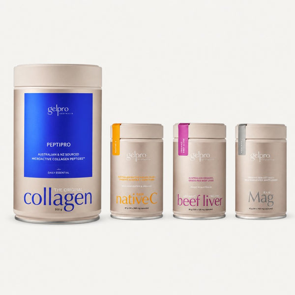 Founder's Stack | The Original Collagen Peptipro + Raw Native C caps + Beef Liver caps + Raw Magnesium caps