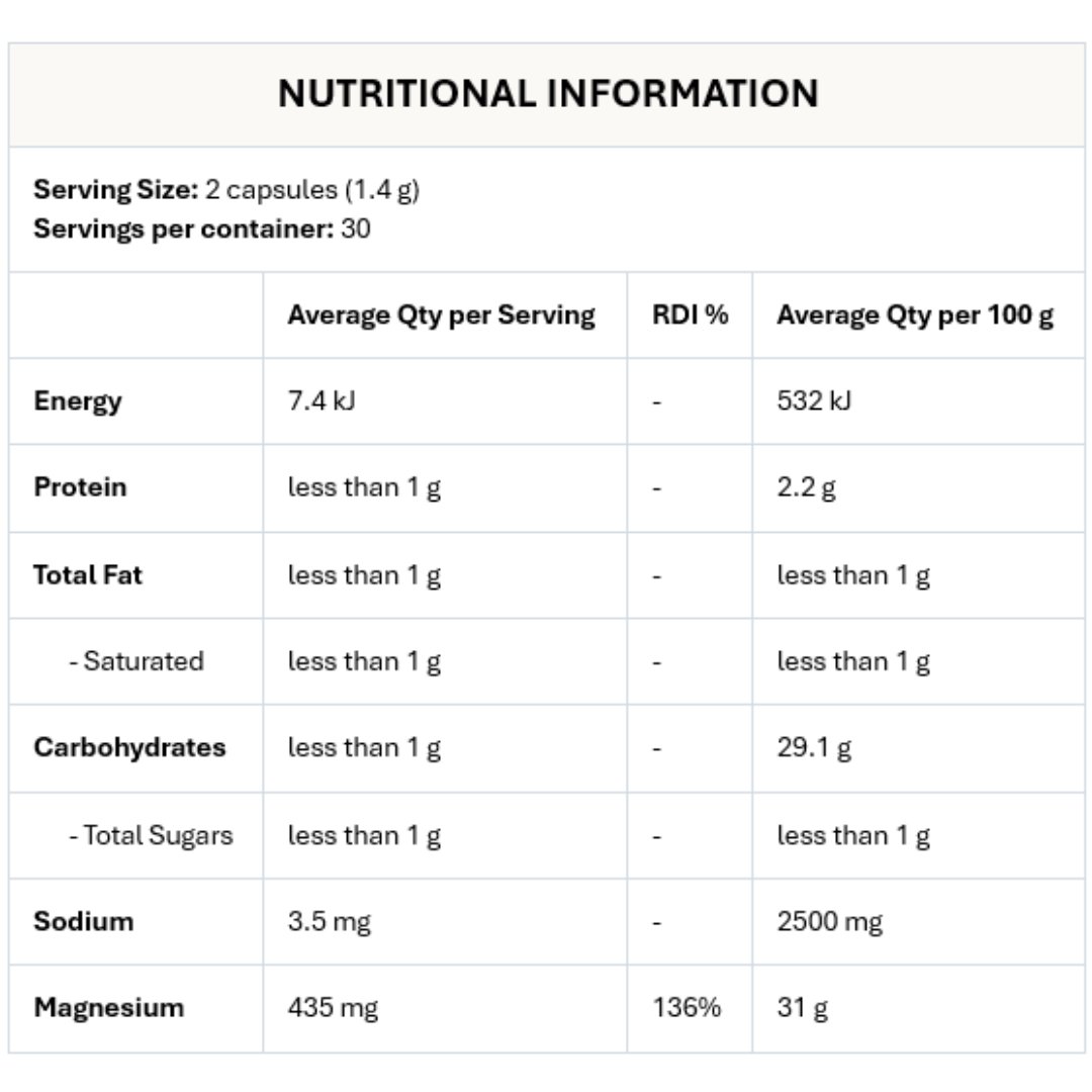 Raw Magnesium | 60 capsules - Gelpro Australia